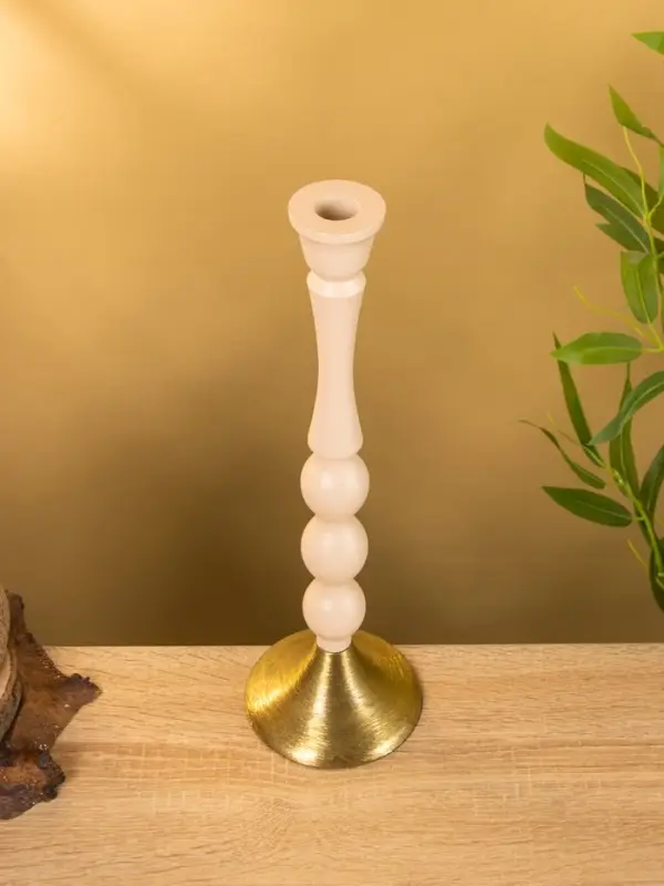 Подсвечник на 1 свечу "Бежевый" 10,5х10,5х34,5 см