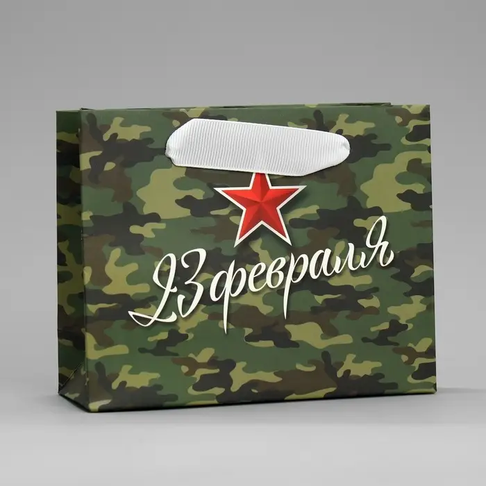 Пакет подарочный ламинированный, упаковка, &laquo;С 23 февраля&raquo;, S 15 х 12 х 5.5 см