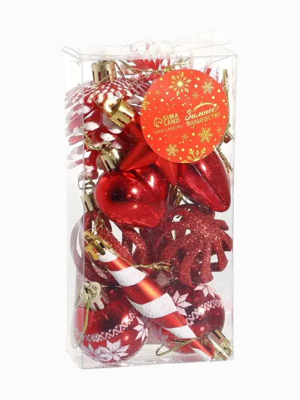 Набор украшений пластик 12 шт "Праздничный хоровод" 4 см, серебро