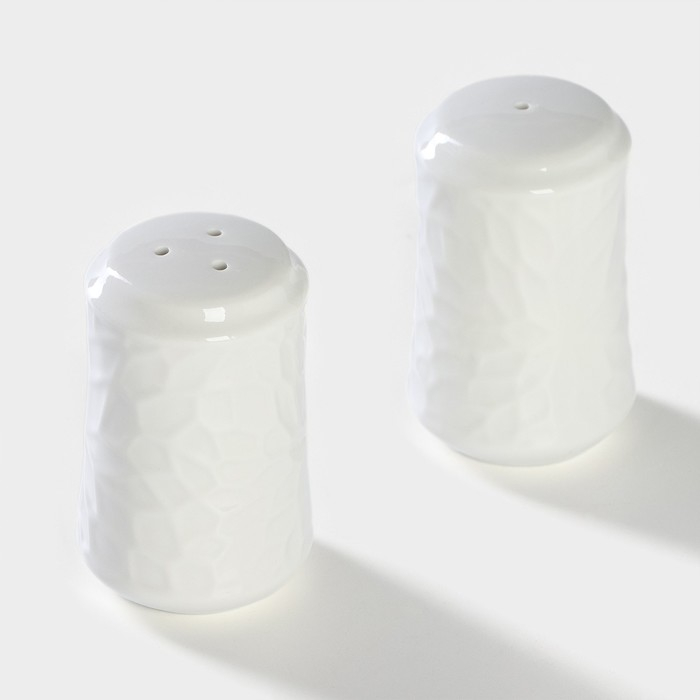 Набор фарфоровый для специй BellaTenero &laquo;Кракле&raquo;, 3 предмета: солонка 100 мл, перечница 100 мл, сахарница с ложкой 350 мл, цвет белый