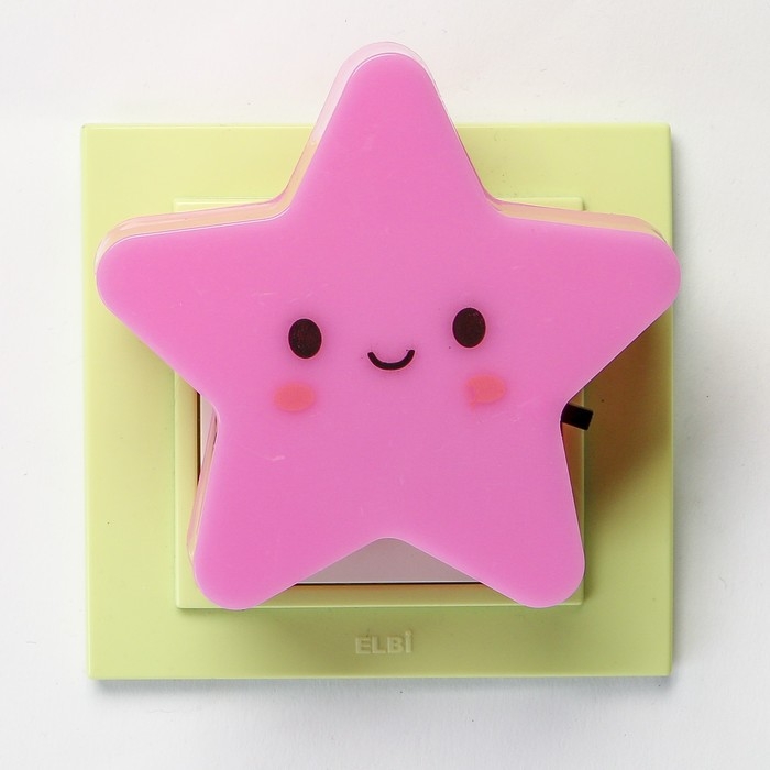 Ночник пластик LED "Звёздочка" с выключателем 220В МИКС 8х8,5х5 см RISALUX