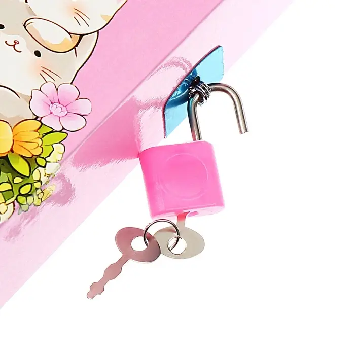 Записная книжка подарочная, 45 листов, линия, на замке Котики (16,3х12,7см)