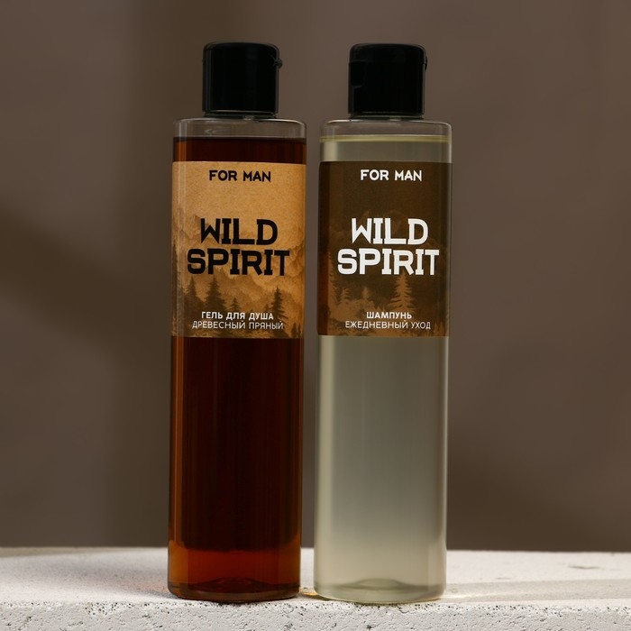 Подарочный набор косметики WILD SPIRIT, гель для душа 250 мл и шампунь для волос 250 мл, HARD LINE Подарочный набор косметики WILD SPIRIT, гель для душа 250 мл и шампунь для волос 250 мл, HARD LINE