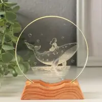 Сувенир стекло свет "Диск. Девочка и кит" 5хLED d=10 см, USB 10х4х11,4 см