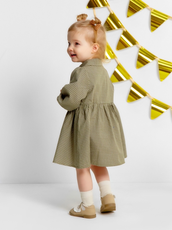 Платье Крошка Я Платье Крошка Я "Клетка", рост 74-80, зеленый