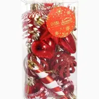 Набор украшений пластик 12 шт "Праздничный хоровод" 4 см, серебро