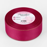 Лента репсовая 40мм*25&plusmn;1ярд(23м&plusmn;1м) золотые нити №028 ярко-розовый АУ