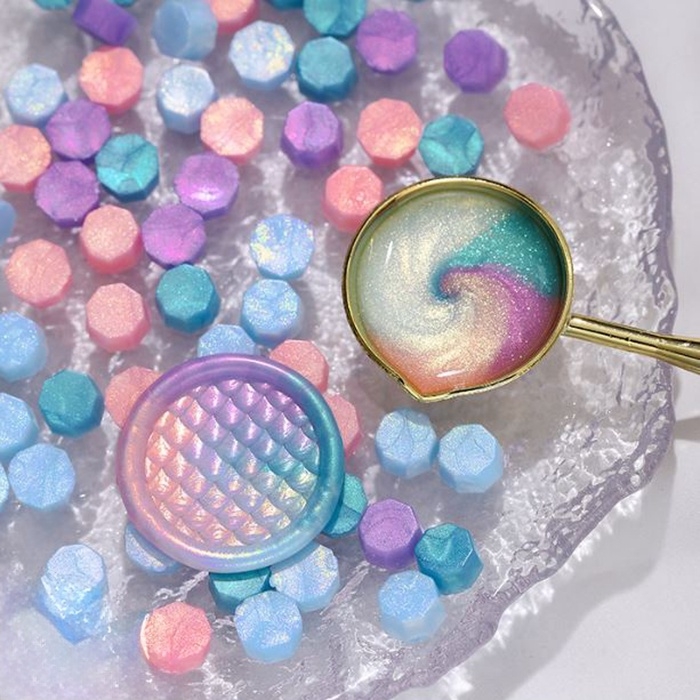 Сургуч в гранулах "Разноцветный" перламутр набор 100 капсул