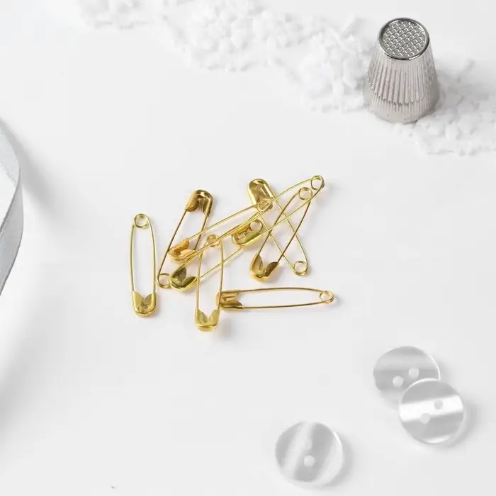 Булавки английские, 28 мм, 10 шт., цвет золотой