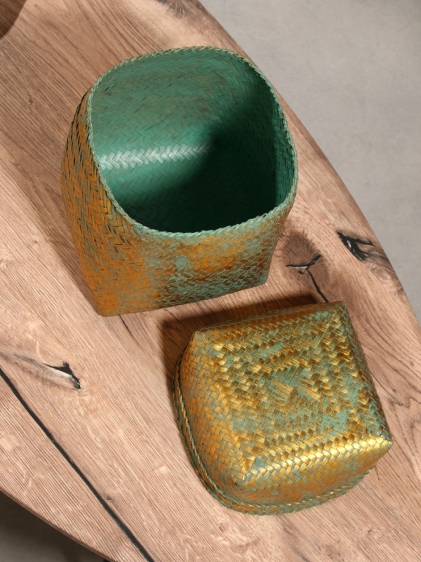 Корзинка плетеная "Голден" 20х20х26 см, голубой