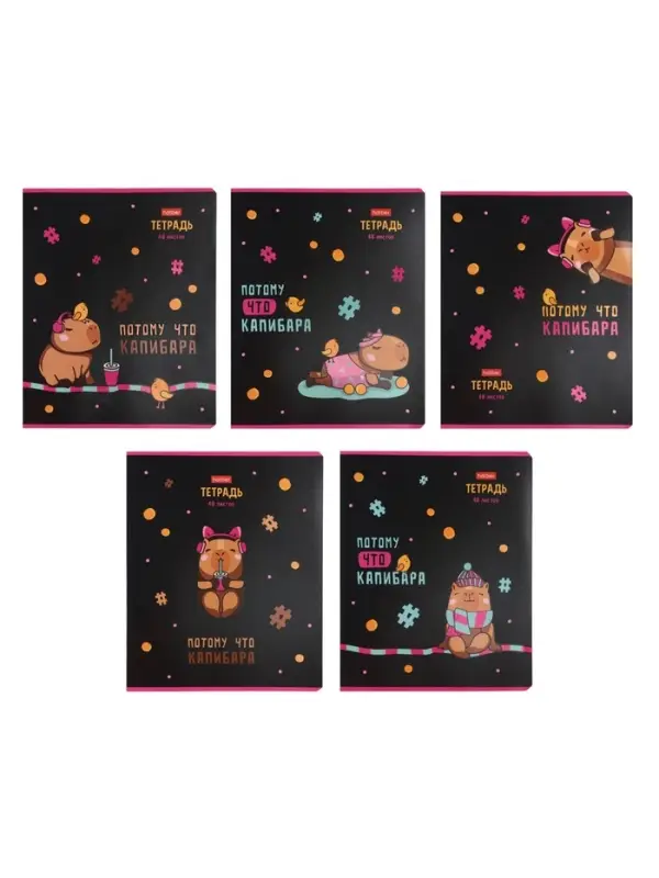 Тетрадь 48л кл Hatber "Потому что Капибара", на скобе, скругл углы, 60-65г/м&sup2; 5В МИКС
