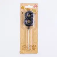 Свеча в торт на шпажке &laquo;Цифра 8&raquo;, черная, 5 см