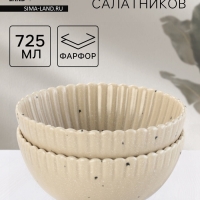 Салатники Доляна &laquo;Коралл&raquo;, d=16.1 см, набор 2 шт., керамика, бежевые