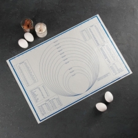 Коврик для выпечки и раскатки теста с разметкой, армированный, силикон, 59&times;38,5 см, белый