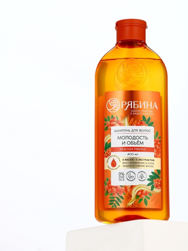 Шампунь для волос, молодость и объем, аромат рябины, 400 мл, Рябина