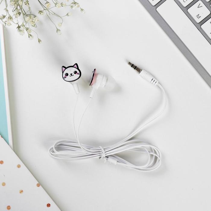 Наушники на открытке, &laquo;Замурчательной музыки&raquo;, вакуумные, белые