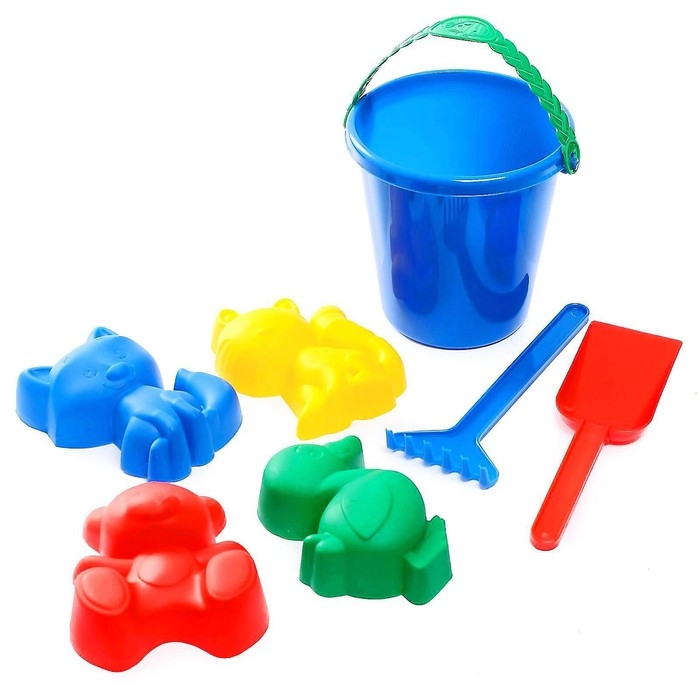 Набор для игры в песке №1: ведёрко, 4 формочки для песка, грабельки, лопатка, МИКС Набор для игры в песке №1: ведёрко, 4 формочки для песка, грабельки, лопатка, МИКС