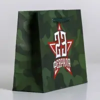 Пакет подарочный ламинированный, упаковка, &laquo;С 23 февраля&raquo;, S 15 х 12 х 5.5 см