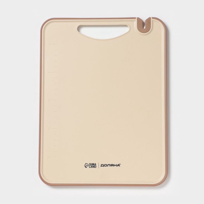 Доска разделочная с точильным камнем Доляна, 29,7&times;22,3&times;0,8 см, пластик, бежевая
