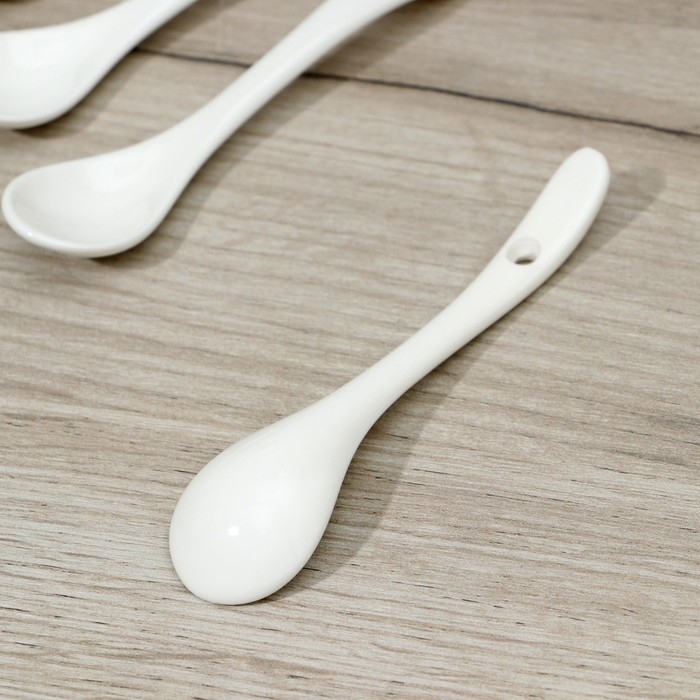 Набор фарфоровых ложек Доляна &laquo;Эстет&raquo;, 6 предметов, 11&times;2,6&times;1 см, цвет белый