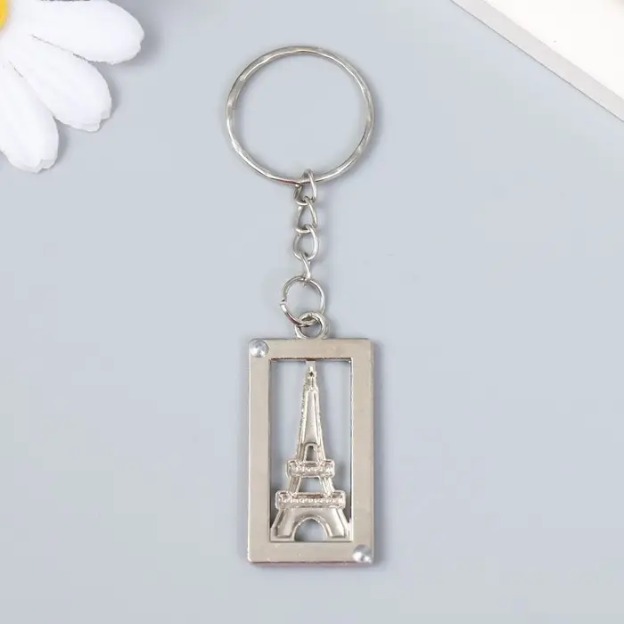 Брелок металл "Эйфелева башня в цветной рамке" МИКС 3,5х2 см