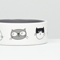 Миска керамическая "Четыре кота" 300 мл  12,5 x 4,5 cм, белая/серая