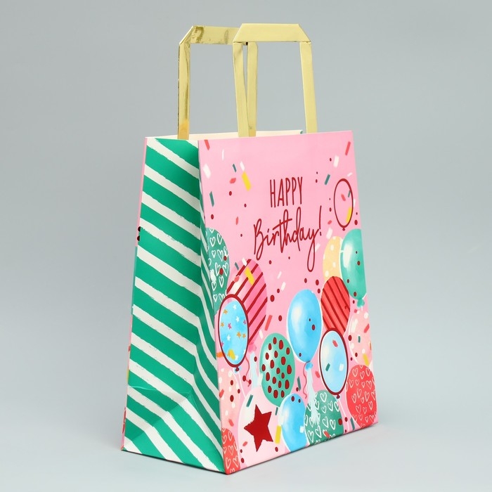 Пакет подарочный, упаковка, Happy Birthday, ML 23 х 27 х 11.5 см