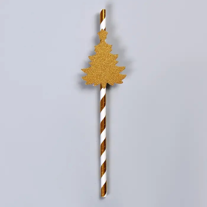 Трубочка для коктейля &laquo;Ёлочка&raquo;, полоска, в наборе 10 штук