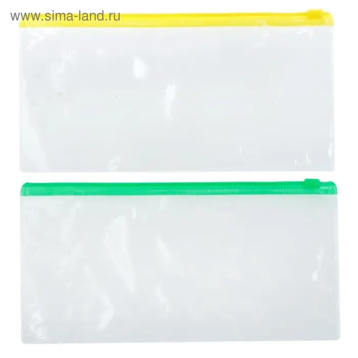 Папка-конверт на ZIP-молнии Calligrata А65 (122 х 240 мм), 100 мкм, прозрачная, МИКС