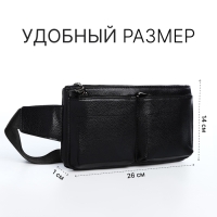 Сумка поясная на молнии, 2 наружных кармана, цвет чёрный Сумка поясная на молнии, 2 наружных кармана, цвет чёрный