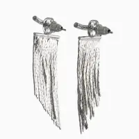 Серьги металл "Цепи" водопад, цвет серебро