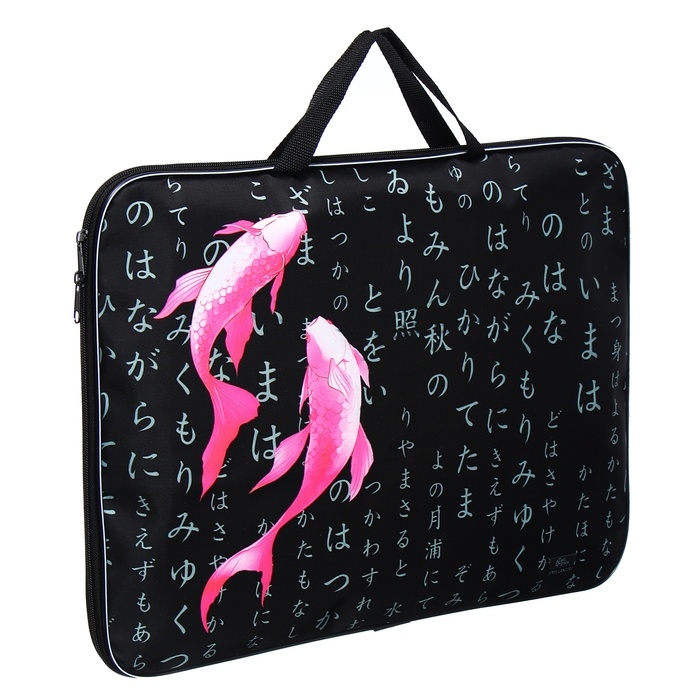 Папка для чертежей и рисунков А3, 470 х 350 х 20 мм, с ручками, текстильная, Calligrata Папка для чертежей и рисунков А3, 470 х 350 х 20 мм, с ручками, текстильная, Calligrata "Рыбки"