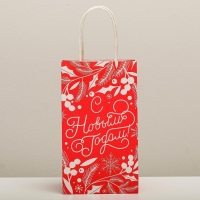 Пакет подарочный новогодний крафтовый «С Новым годом!», 12 х 21 х 9 см, Новый год Пакет подарочный новогодний крафтовый «С Новым годом!», 12 х 21 х 9 см, Новый год