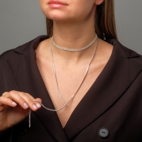 Чокер &laquo;Лёд&raquo;, цвет белый в серебре 2 ряда, 44,5 см