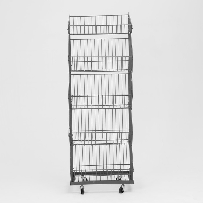 Накопитель разборный на колесах, 5 корзин, 50&times;43&times;147, цвет серый