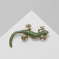 Брошь &laquo;Ящерица&raquo;, цвет зелёный в золоте