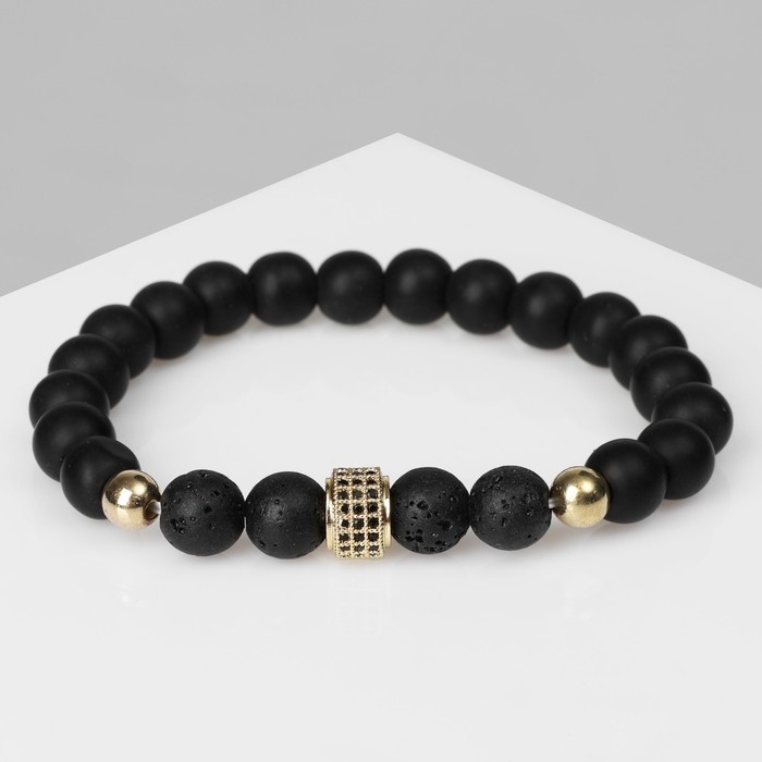 Браслет унисекс &laquo;Бастион&raquo; бусины, цвет чёрный с золотом, d=7 см