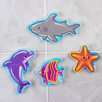 Игрушка пазл для ванны "Морской мир" с сачком + удочка, Крошка Я