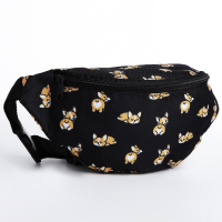 Сумка поясная &laquo;Корги&raquo;, 32х8х15 см, отдел на молнии, наружный карман, цвет чёрный