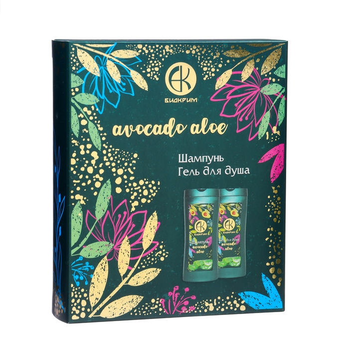 Подарочный набор косметики женский "Авокадо и Алоэ": шампунь, 250 мл + гель для душа, 250 мл