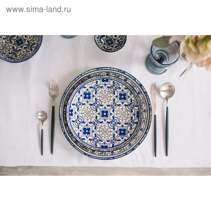 Тарелка керамическая Доляна &laquo;Дайра&raquo;, d=26,7 см, цвет синий