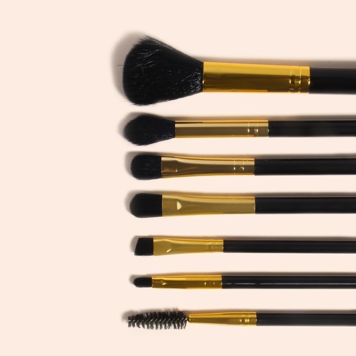 Набор кистей для макияжа, 7 предметов, чехол на молнии, цвет чёрный Набор кистей для макияжа, 7 предметов, чехол на молнии, цвет чёрный