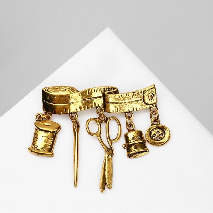 Брошь «Швейный набор», цвет чернёное золото Брошь «Швейный набор», цвет чернёное золото
