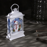 Светодиодная фигура &laquo;Фонарь со снеговиком&raquo; 7 &times; 13 &times; 3.5 см, пластик, батарейки AG13х3 (в комплекте), свечение тёплое белое
