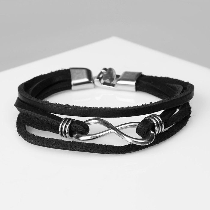 Браслет мужской &laquo;Гравитация&raquo; бесконечность, цвет чёрный с серебром, 23 см