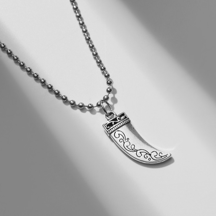 Кулон мужской &laquo;Клык&raquo; тонкий, цвет серебро, 50 см