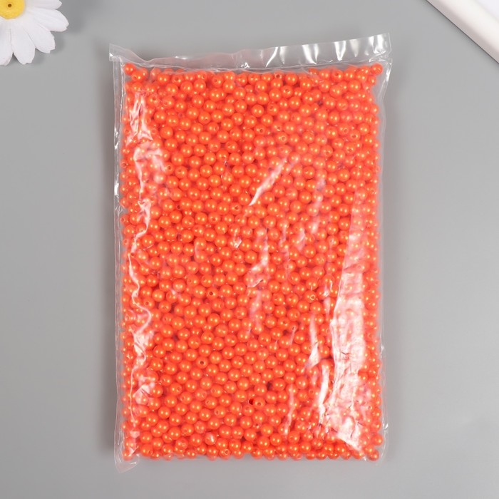 Набор бусин Набор бусин "Жемчуг" d 6 мм, 250 гр, морковный