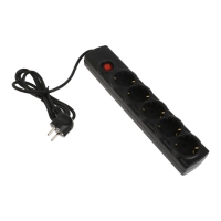 Сетевой фильтр Luazon Lighting, 5 розеток, 1,5 м, 2200 Вт, 3х0.75 мм2, 10 A, 220 В, c предохранителем, черный