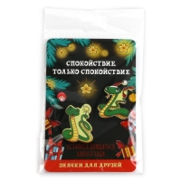 Значки новогодние «Новый год: две змейки», набор, 2 шт Значки новогодние «Новый год: две змейки», набор, 2 шт