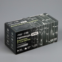 Гирлянда &laquo;Бахрома&raquo; 3 &times; 0.6 м, IP44, УМС, прозрачная нить, 160 LED, свечение белое, 220 В